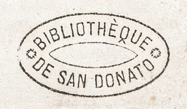 Штамп библиотеки Сан-Донато. 
Вторая половина XIX в.
