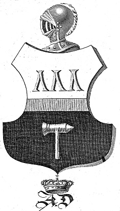Экслибрис геральдический, печать черная, литография, 106х55 мм. В центре изображение герба рода Демидовых. В нижней части корона, под ней инициалы владельца «А. Д.».
Анатолий Николаевич Демидов (1813-1870)
